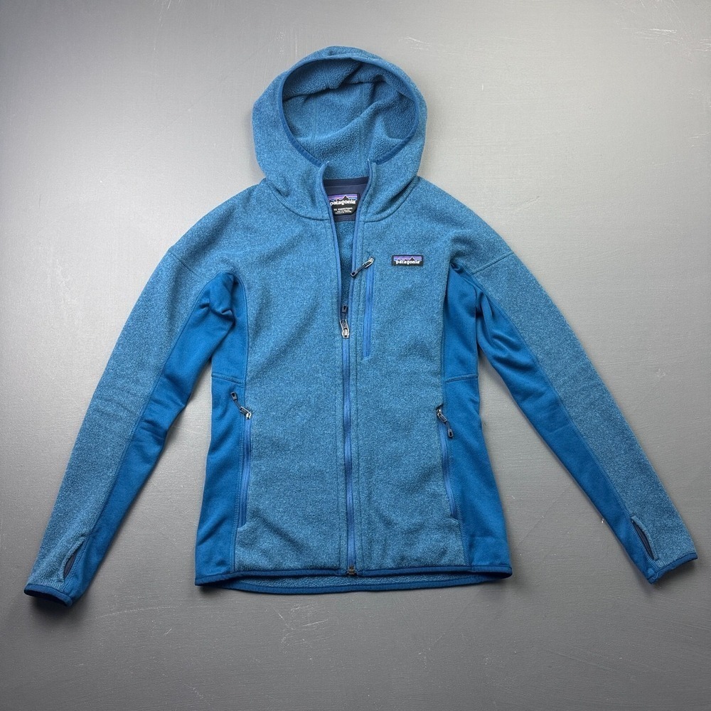 Patagonia Womens Size XS Blue Fleece Jacket Hooded Full Zip Polartec Outdoor Zip